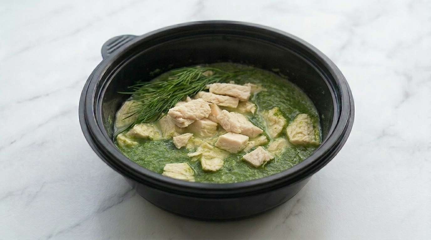 Крем-суп из шпината с куриной грудкой